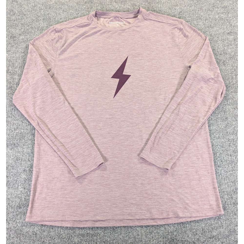 Bruce Bolt Long Sleeve Performance Shirt Mens Medium Purple Heathered Logo Tee